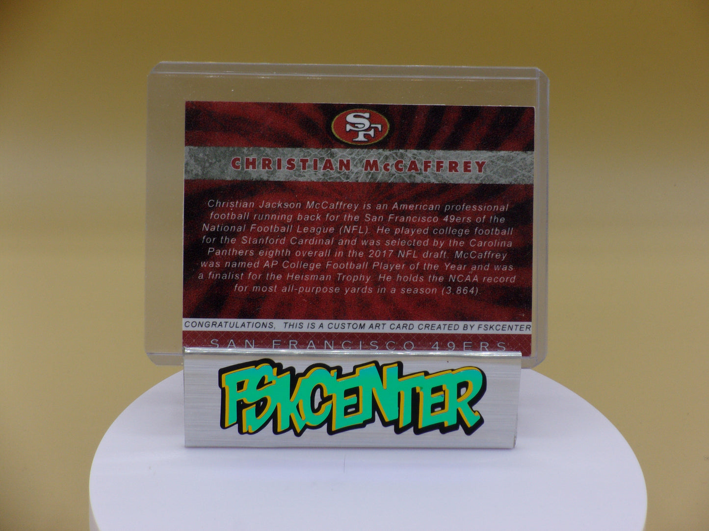 Christian McCaffrey ,San Francisco 49ers, Patch & Autograph Custom Card!!