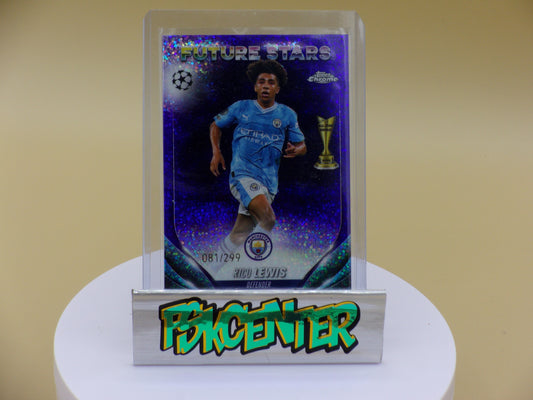 2023-24 Topps Chrome UEFA Future Stars Purple Speckle Rico lewis Num #081/299- Manchester City